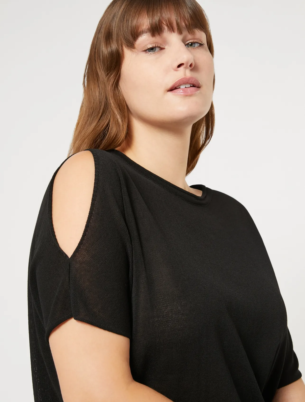 Online Marina Rinaldi Viscose crepe sweater BLACK