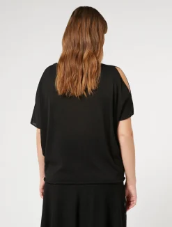 Online Marina Rinaldi Viscose crepe sweater BLACK