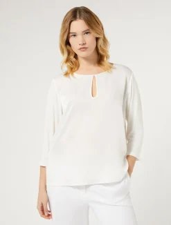 Best Marina Rinaldi Viscose jersey and satin T-shirt WHITE