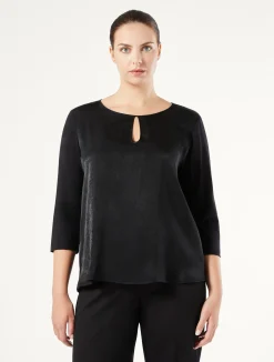 Clearance Marina Rinaldi Viscose jersey and satin T-shirt BLACK