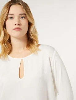 Best Marina Rinaldi Viscose jersey and satin T-shirt WHITE
