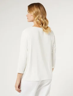 Best Marina Rinaldi Viscose jersey and satin T-shirt WHITE
