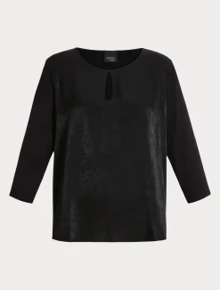 Clearance Marina Rinaldi Viscose jersey and satin T-shirt BLACK