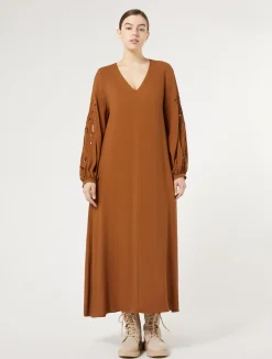 New Marina Rinaldi Viscose twill dress BRONZE