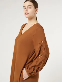 New Marina Rinaldi Viscose twill dress BRONZE