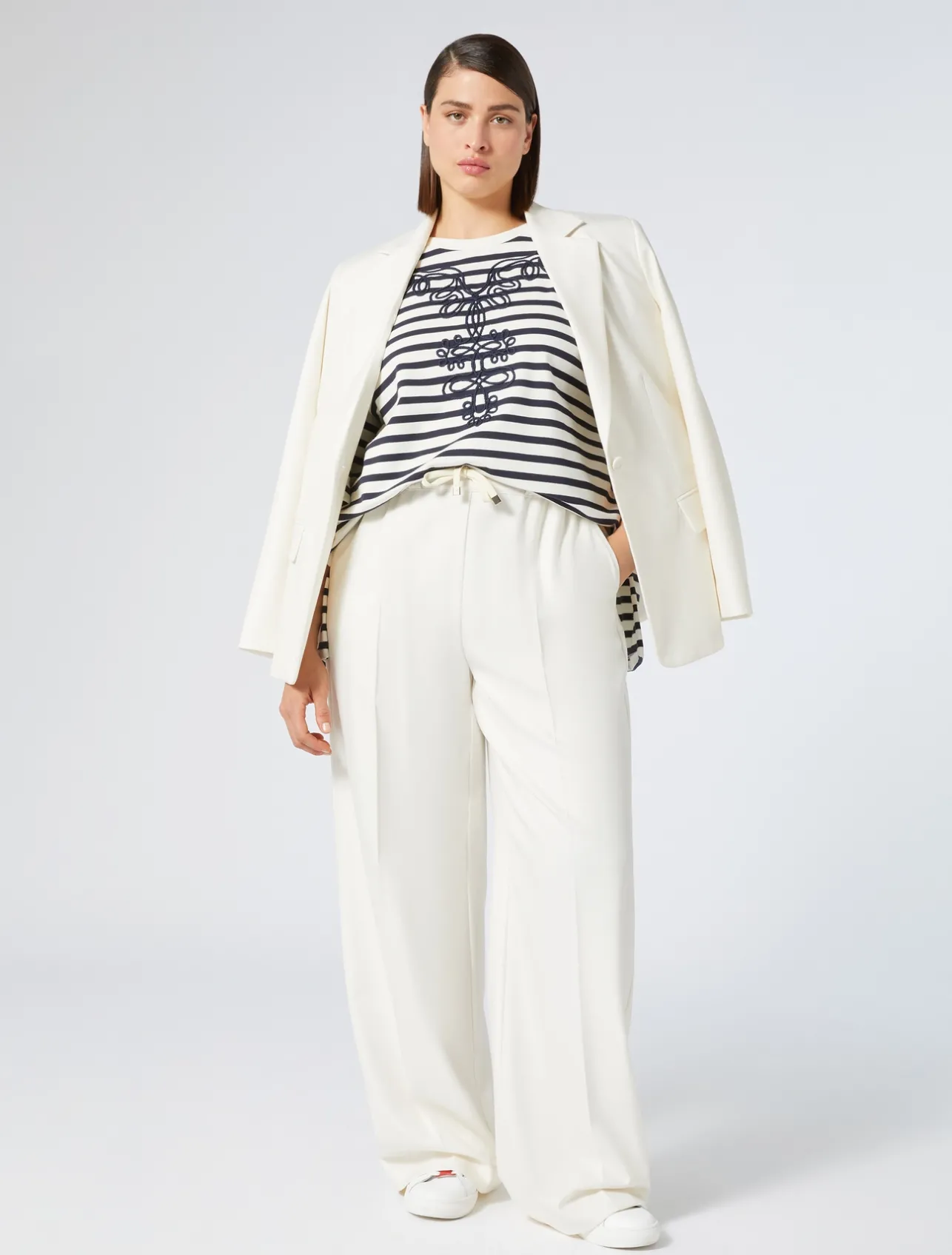 Fashion Marina Rinaldi Viscose twill trousers IVORY