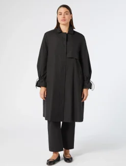 Outlet Marina Rinaldi Water-repellent micro twill raincoat BLACK