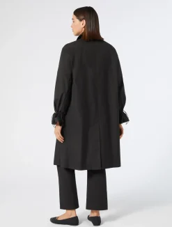 Outlet Marina Rinaldi Water-repellent micro twill raincoat BLACK