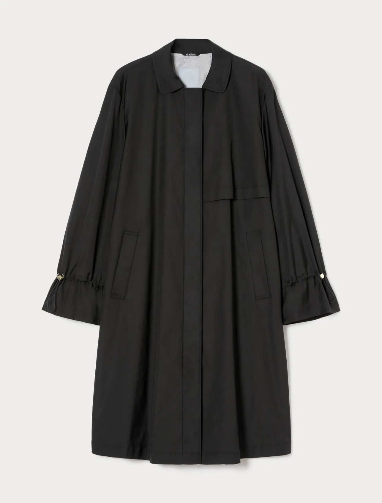 Outlet Marina Rinaldi Water-repellent micro twill raincoat BLACK