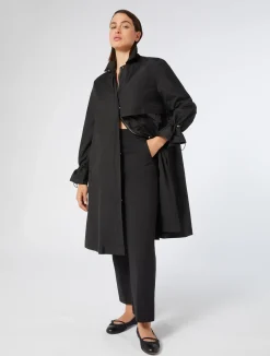 Outlet Marina Rinaldi Water-repellent micro twill raincoat BLACK