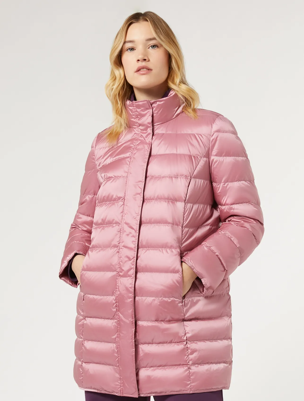 Fashion Marina Rinaldi Water-repellent nylon canvas down jacket ANTIQUEROSE