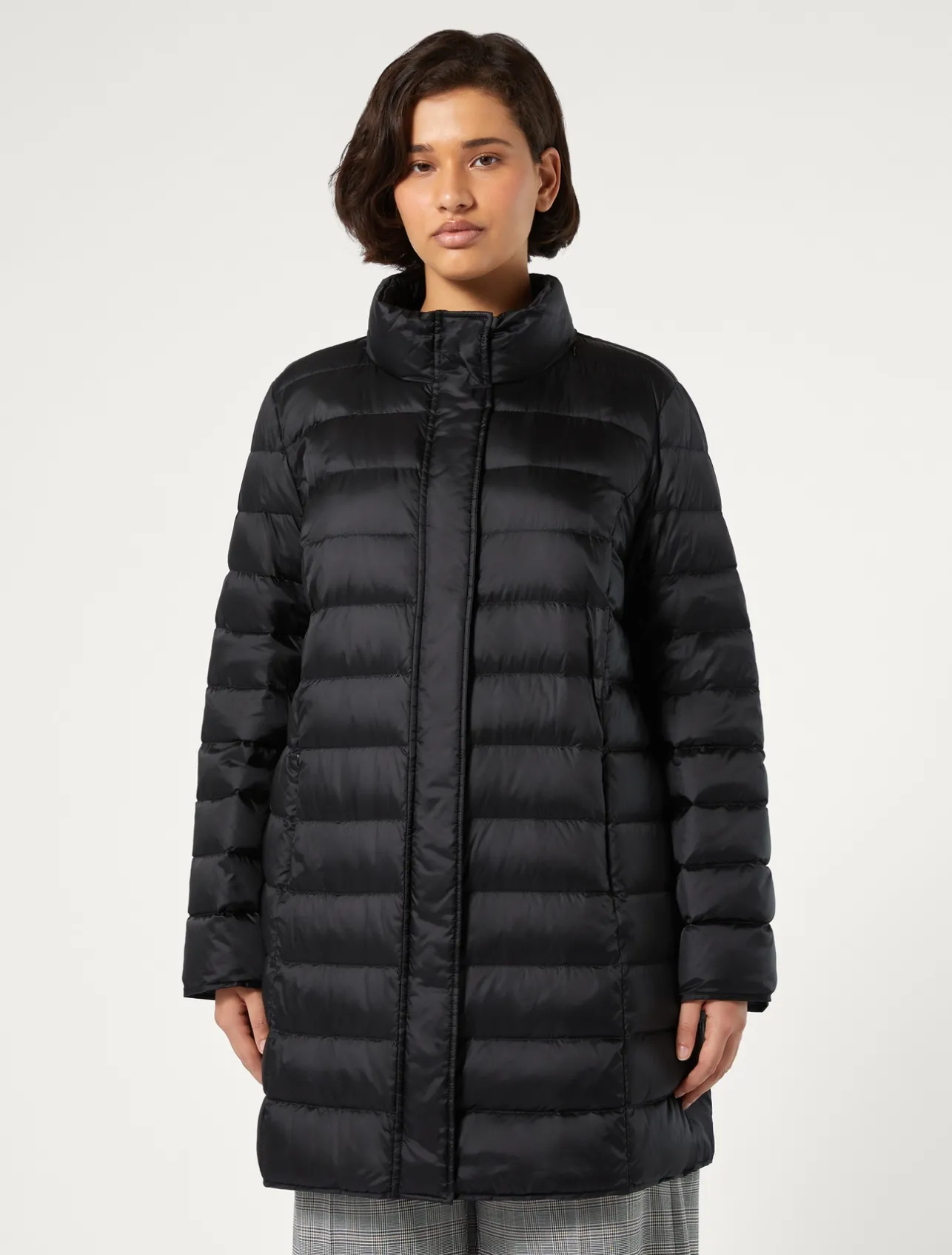 Discount Marina Rinaldi Water-repellent nylon canvas down jacket BLACK