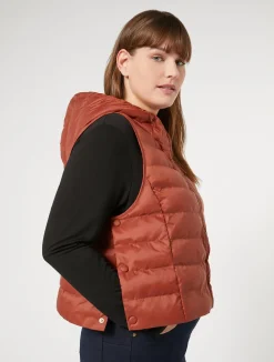 Outlet Marina Rinaldi Water-repellent nylon canvas gilet TERRACOTTA