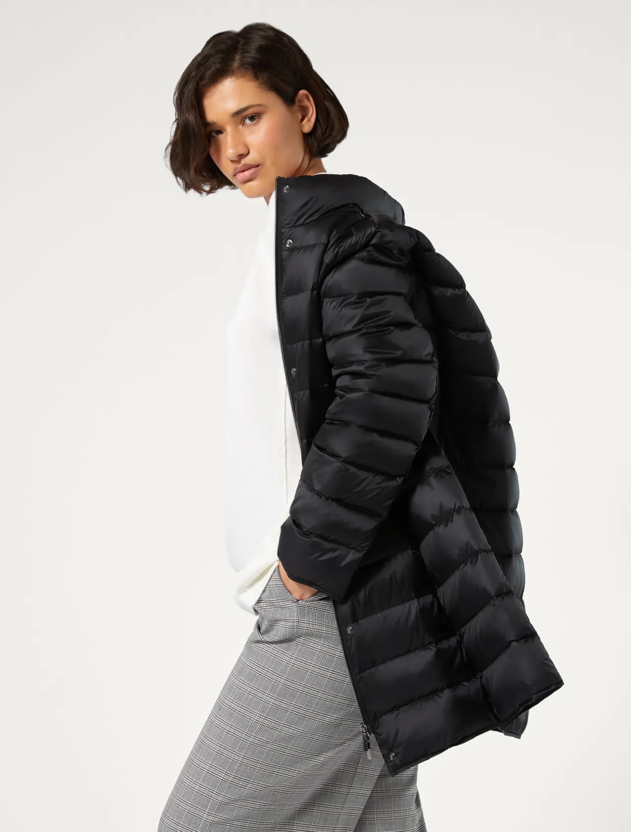 Discount Marina Rinaldi Water-repellent nylon canvas down jacket BLACK