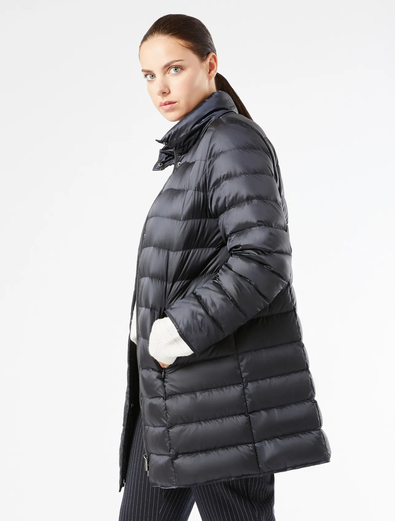 Hot Marina Rinaldi Water-repellent nylon canvas down jacket ULTRAMARINE