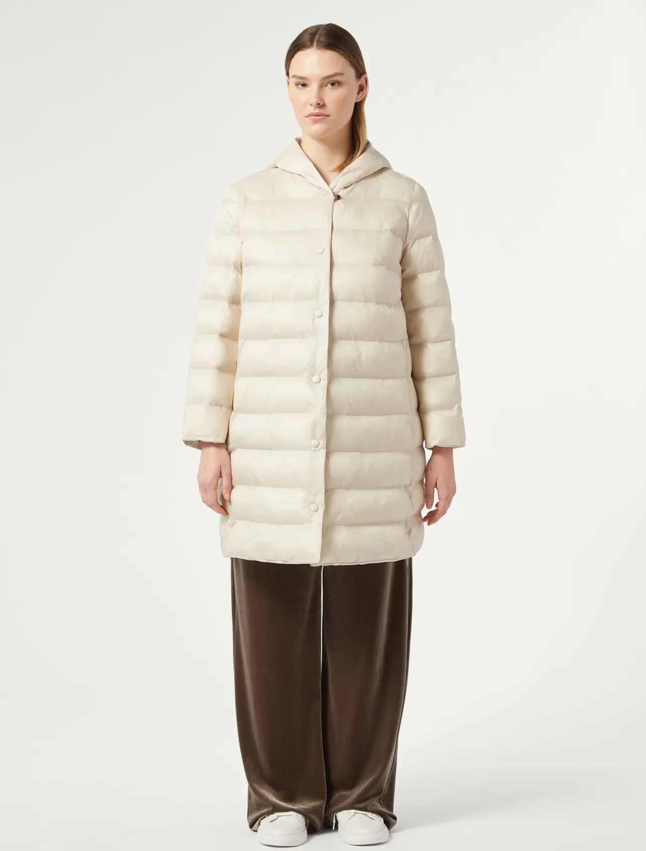 Best Marina Rinaldi Water-repellent nylon fabric and taffeta puffer jacket TURTLEDOVE