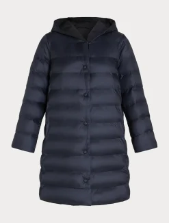 Discount Marina Rinaldi Water-repellent nylon fabric and taffeta puffer jacket ULTRAMARINE