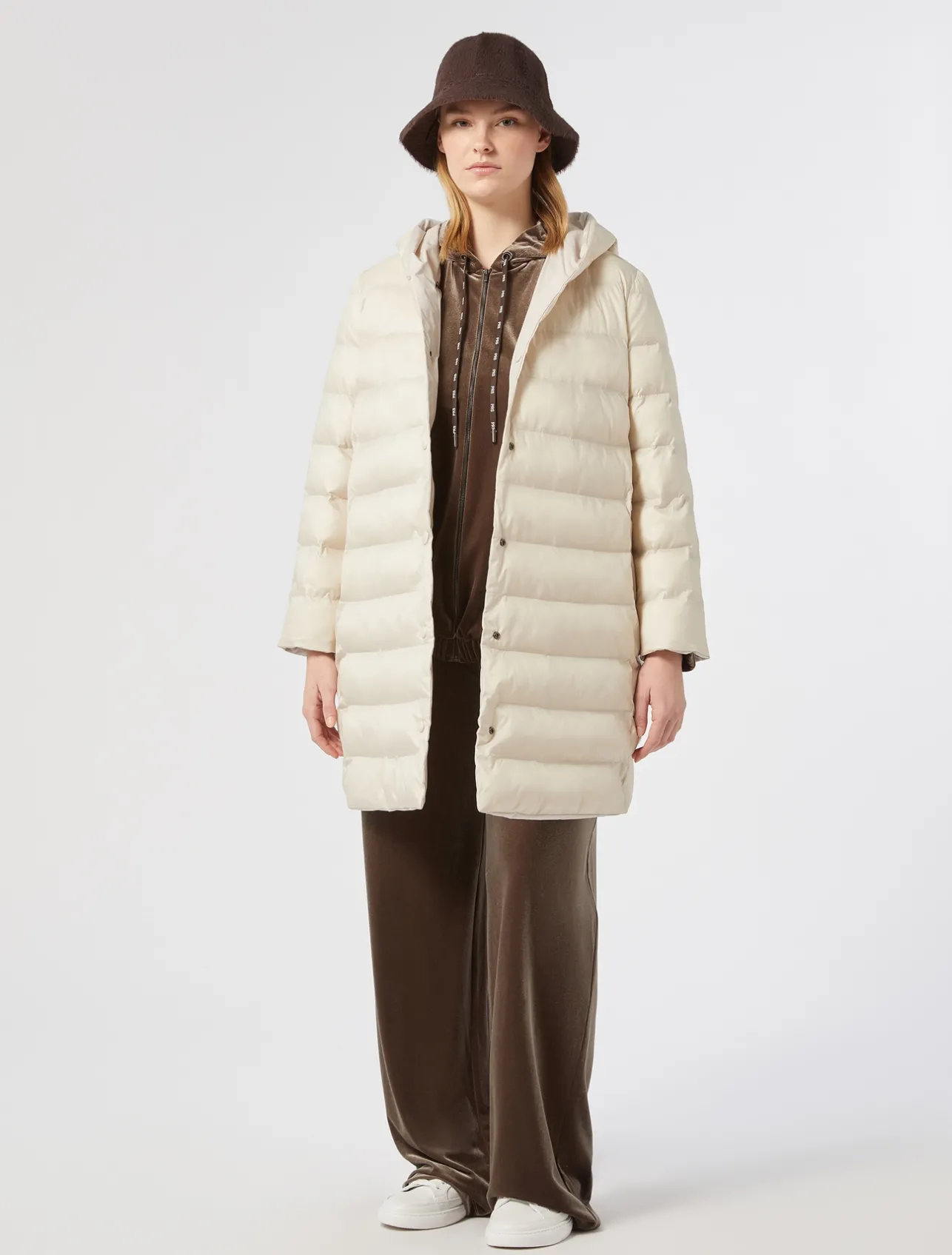 Best Marina Rinaldi Water-repellent nylon fabric and taffeta puffer jacket TURTLEDOVE