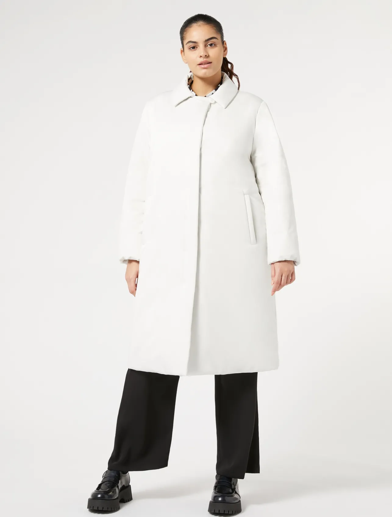 Hot Marina Rinaldi Water-repellent satin padded coat WHITE
