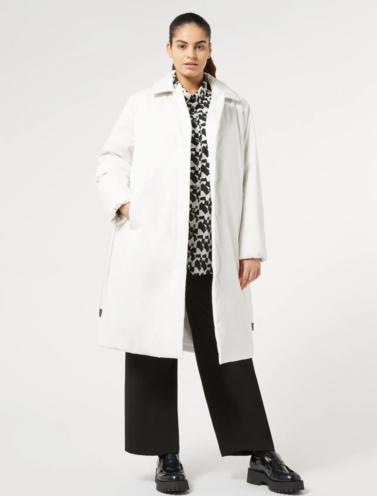 Hot Marina Rinaldi Water-repellent satin padded coat WHITE