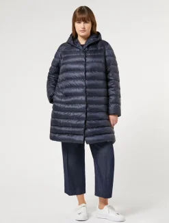 Outlet Marina Rinaldi Water-repellent technical canvas down jacket MIDNIGHTBLUE