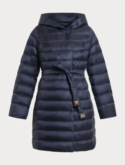 Outlet Marina Rinaldi Water-repellent technical canvas down jacket MIDNIGHTBLUE