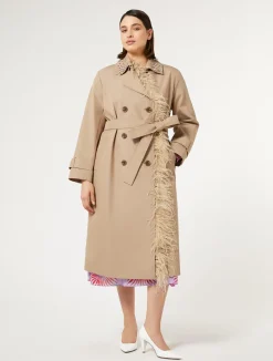 New Marina Rinaldi Water-repellent twill trench coat SAND