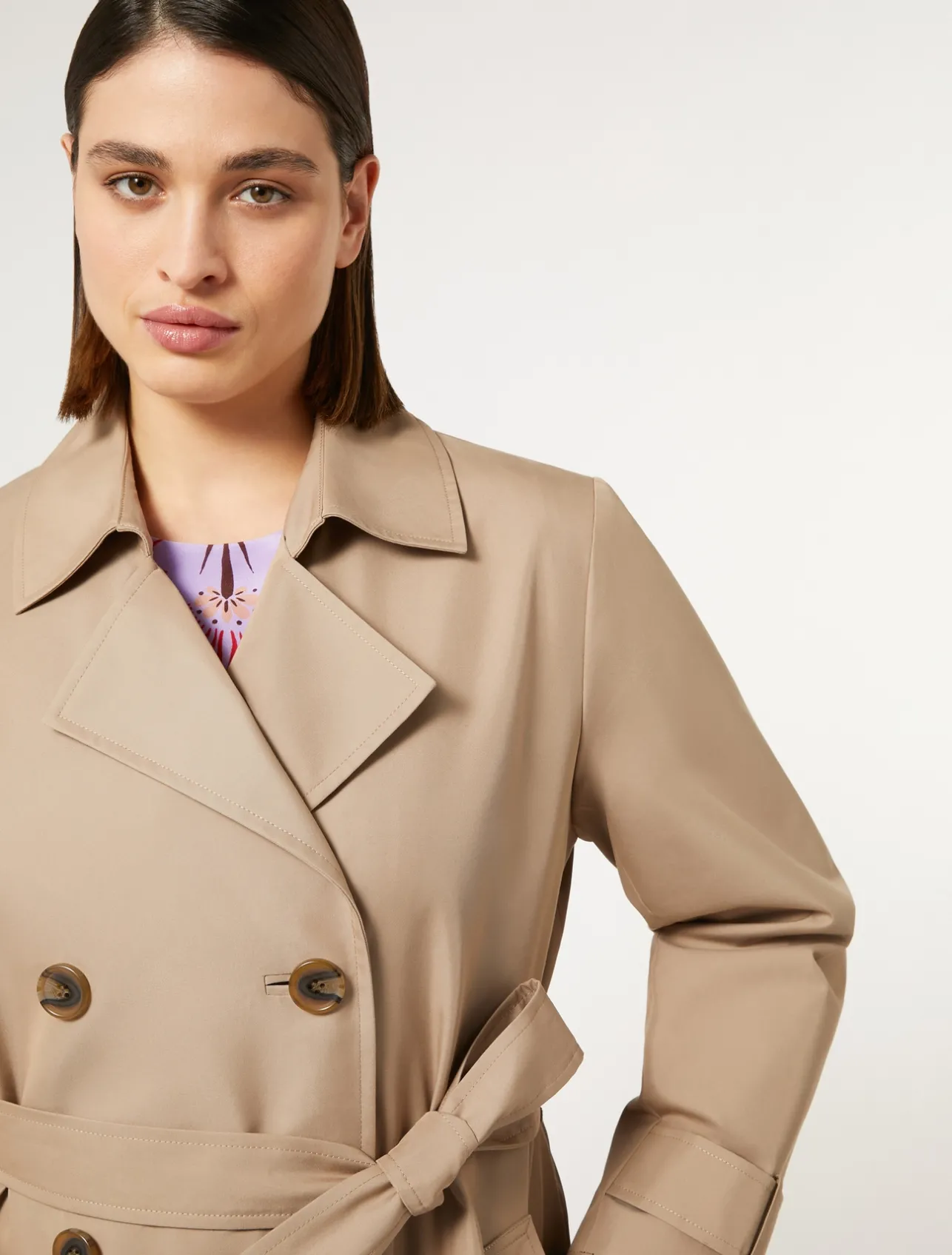 New Marina Rinaldi Water-repellent twill trench coat SAND