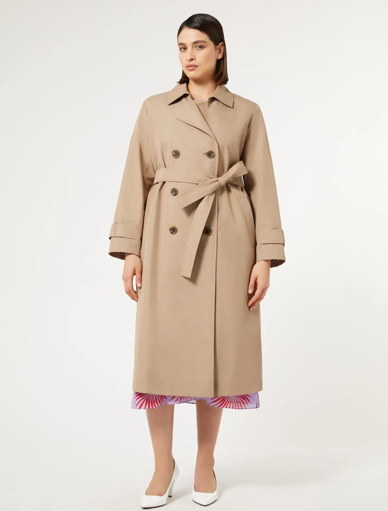 New Marina Rinaldi Water-repellent twill trench coat SAND