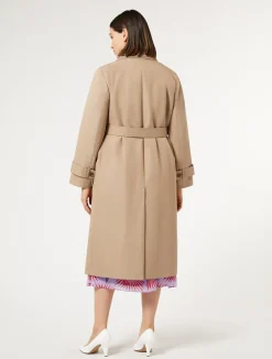 New Marina Rinaldi Water-repellent twill trench coat SAND
