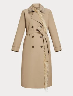 New Marina Rinaldi Water-repellent twill trench coat SAND