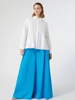 Sale Marina Rinaldi Wide leg poplin trousers TURQUOISE