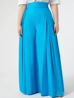 Sale Marina Rinaldi Wide leg poplin trousers TURQUOISE