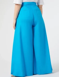 Sale Marina Rinaldi Wide leg poplin trousers TURQUOISE