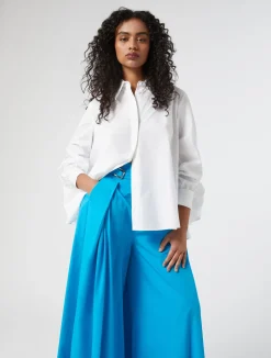 Sale Marina Rinaldi Wide leg poplin trousers TURQUOISE