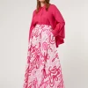 Outlet Marina Rinaldi Wide leg trousers in printed poplin WHITE