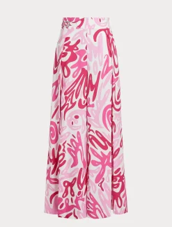 Outlet Marina Rinaldi Wide leg trousers in printed poplin WHITE