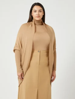 Online Marina Rinaldi Wool and cashmere cardigan CAMEL