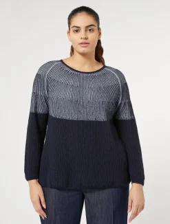Fashion Marina Rinaldi Wool and cashmere-blend sweater MIDNIGHTBLUE