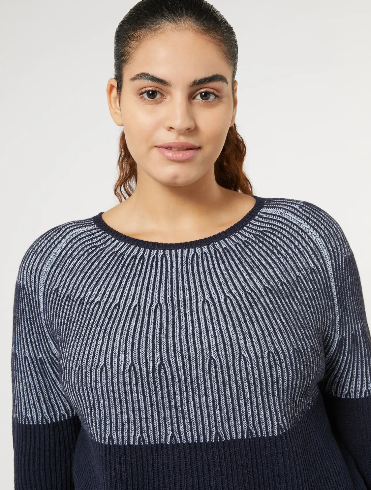 Fashion Marina Rinaldi Wool and cashmere-blend sweater MIDNIGHTBLUE