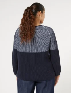 Fashion Marina Rinaldi Wool and cashmere-blend sweater MIDNIGHTBLUE