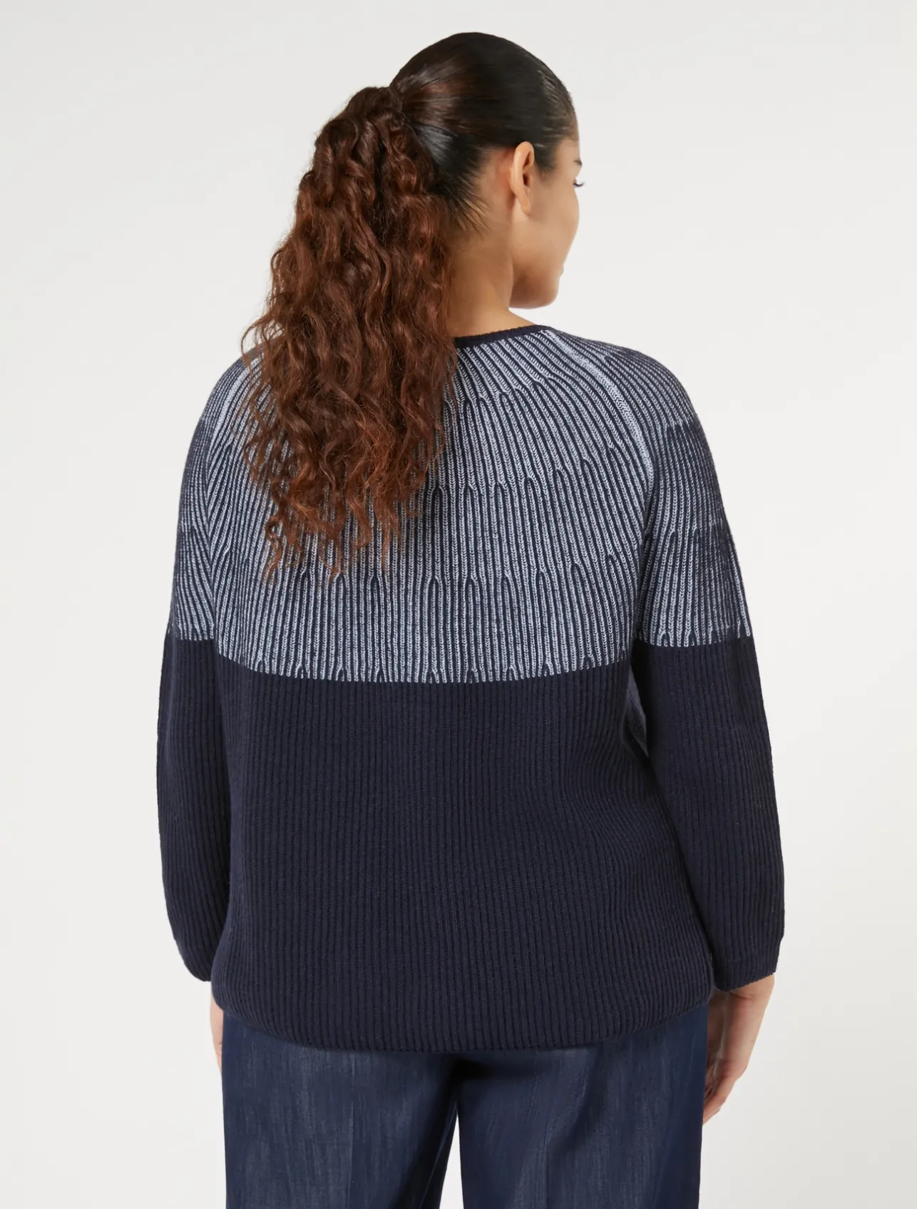Fashion Marina Rinaldi Wool and cashmere-blend sweater MIDNIGHTBLUE