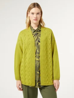 Clearance Marina Rinaldi Wool and lurex cardigan LIME