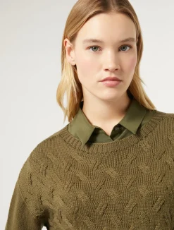 Discount Marina Rinaldi Wool and lurex jumper GREEN