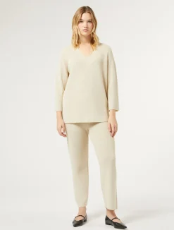 Clearance Marina Rinaldi Wool and lurex trousers IVORY
