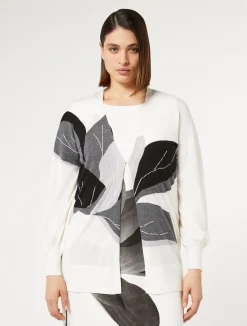 Online Marina Rinaldi Wool and silk blend cardigan WHITE