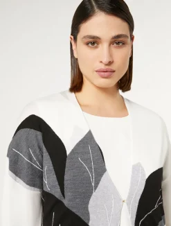Online Marina Rinaldi Wool and silk blend cardigan WHITE