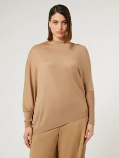 Outlet Marina Rinaldi Wool and silk blend sweater CAMEL