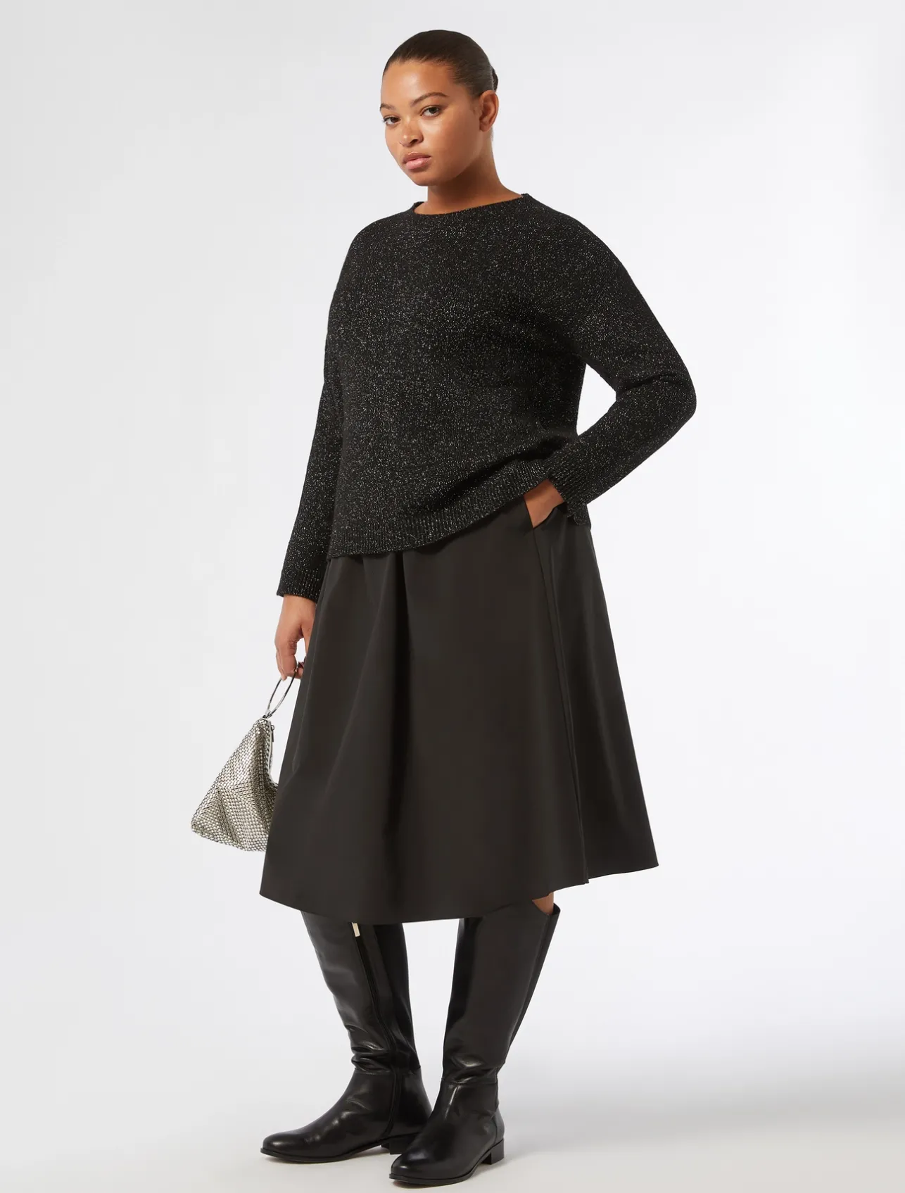 Hot Marina Rinaldi Wool blend and lurex jumper BLACK