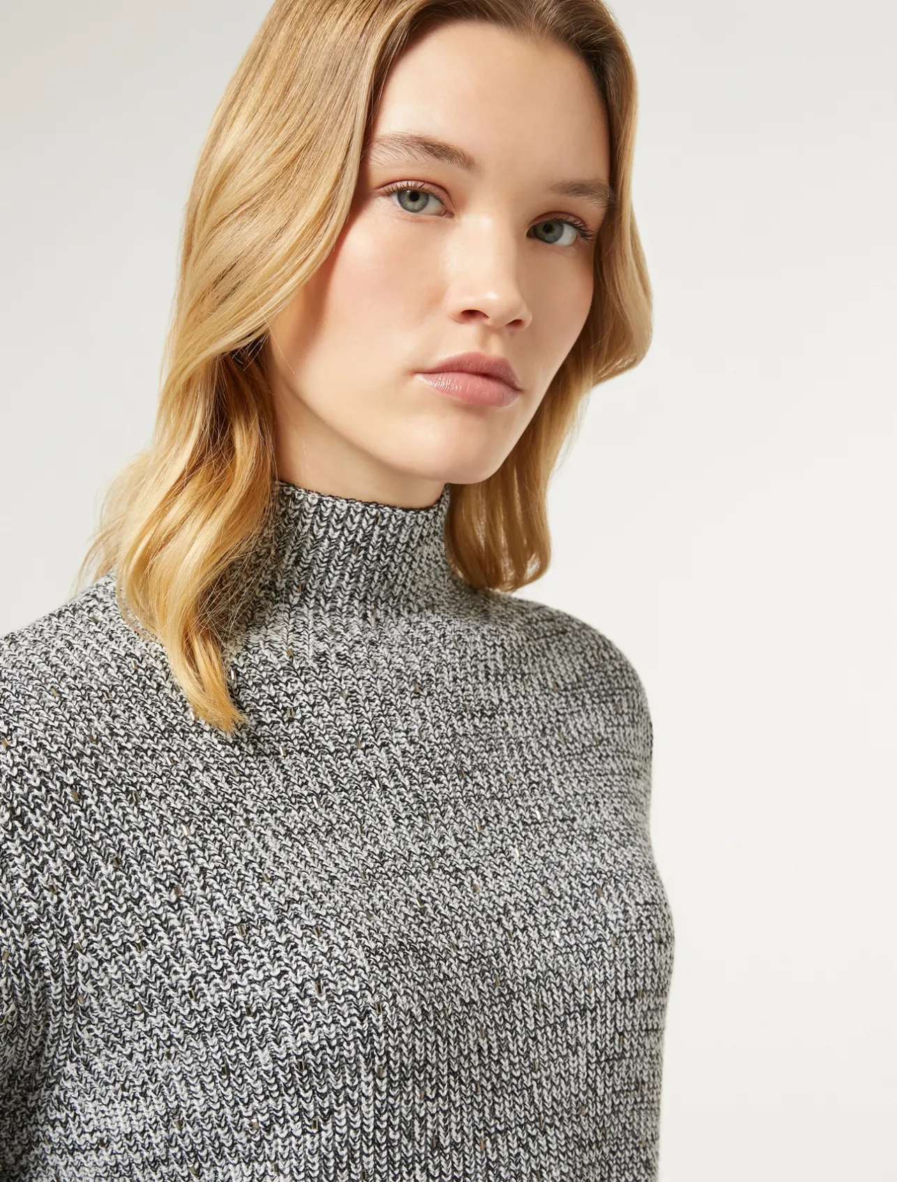 Online Marina Rinaldi Wool blend jumper with rhinestones WHITEBLACK